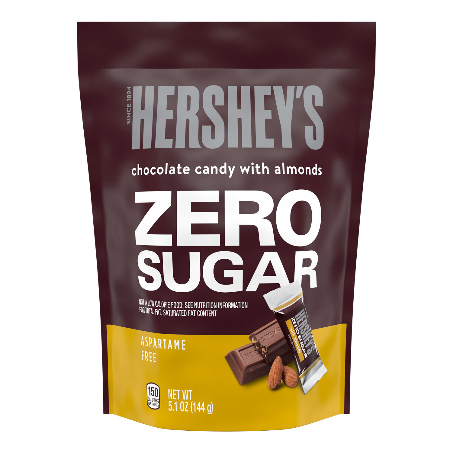 HERSHEY’S ZERO SUGAR Milk Chocolate With Almonds Miniatures 5.1oz Candy Bag - THE HERSHEY COMPANY