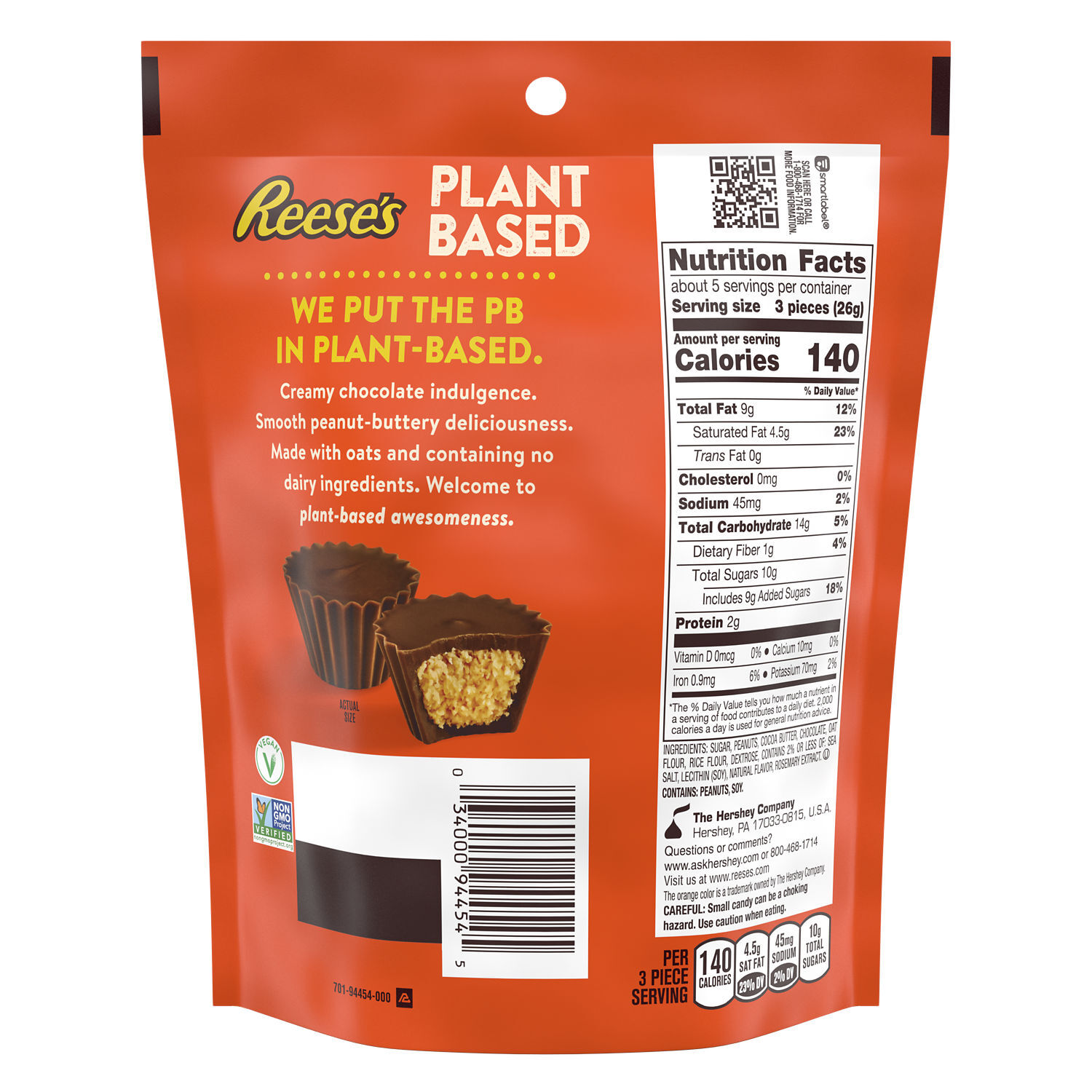 REESE’S Miniatures Plant Based Oat Chocolate Confection Peanut Butter Cups Candy Bag, 4.5 oz - THE HERSHEY COMPANY