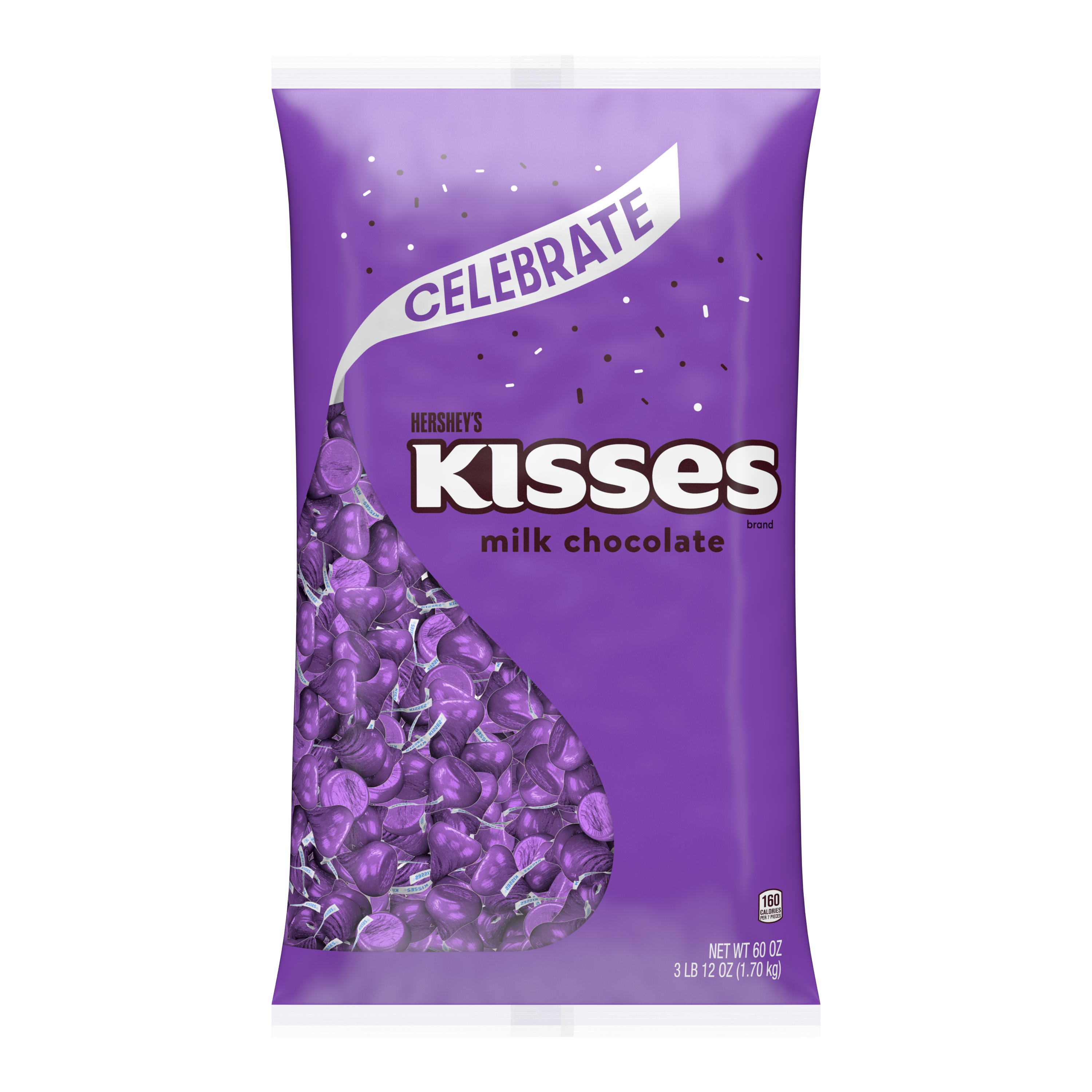 HERSHEY’S KISSES Purple Foils Milk Chocolate Candy Bulk Bag, 60 oz - THE HERSHEY COMPANY