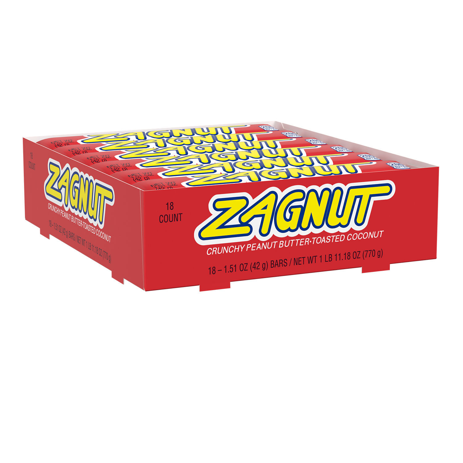 ZAGNUT Peanut Butter and Coconut Candy Bars, 1.51 oz (18 Count) - THE HERSHEY COMPANY
