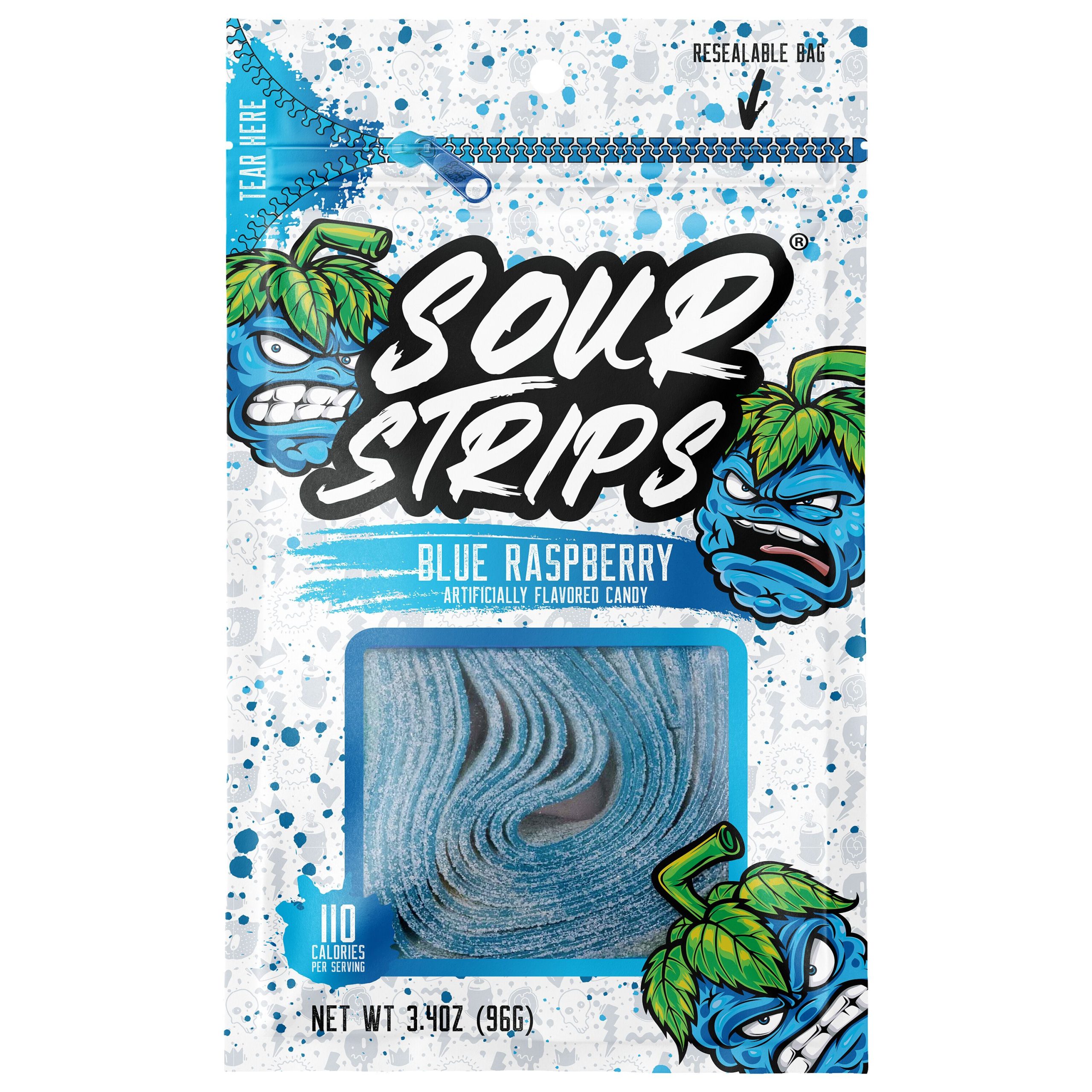 Sour Strips Blue Raspberry Candy Peg Bag, 3.4oz - THE HERSHEY COMPANY